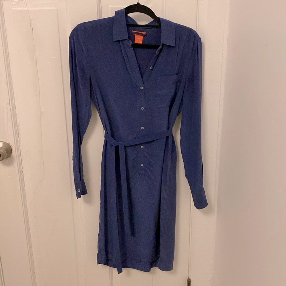 Blue silk dress